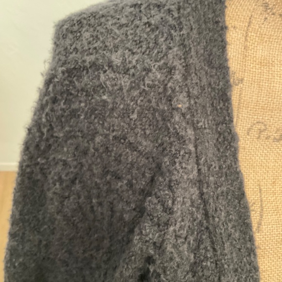 Anthropologie Moth Cardigan Cable Wool Alpaca Textured fisherman Sweater Gray M - Picture 14 of 14